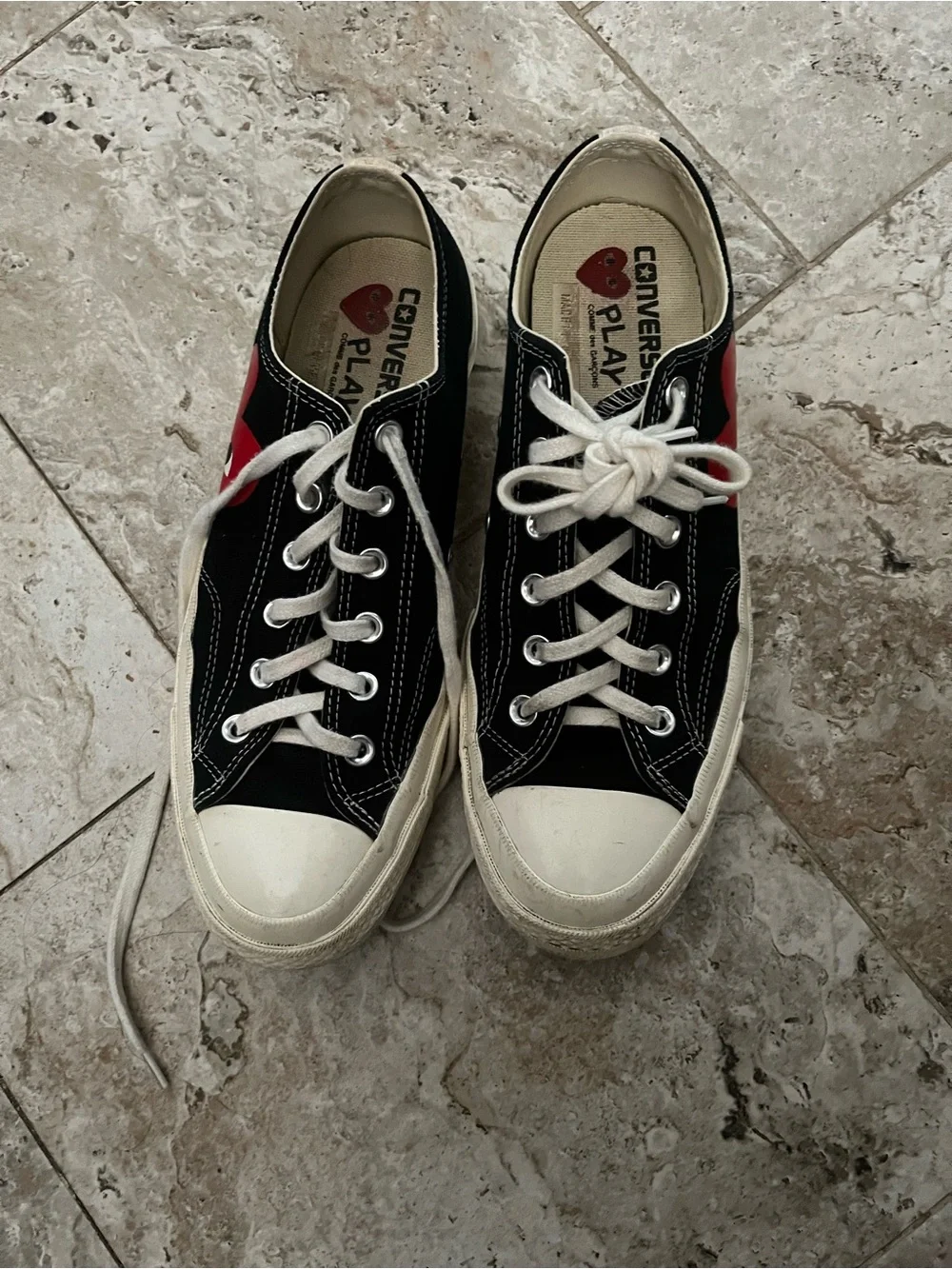 Converse unisex PLAY Black Canvas Low-Top Sneakers with Red Heart